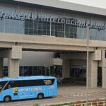 Limaairport Express bus from the view outside the international arrival area